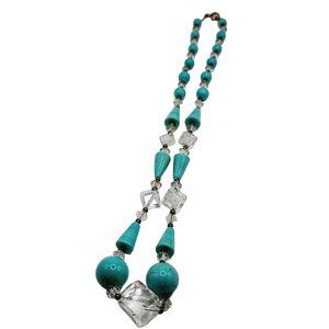 Antique Art Deco Czech Glass Beaded Crystal Necklace (A1252)